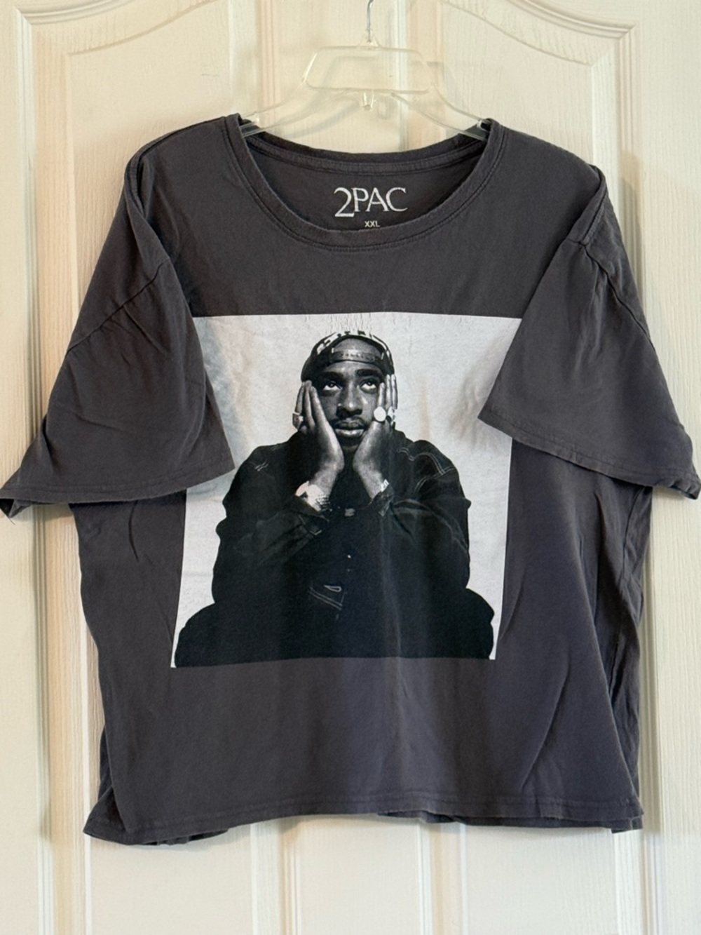2PAC Graphic Tee - Dark Gray with Black & White Print
